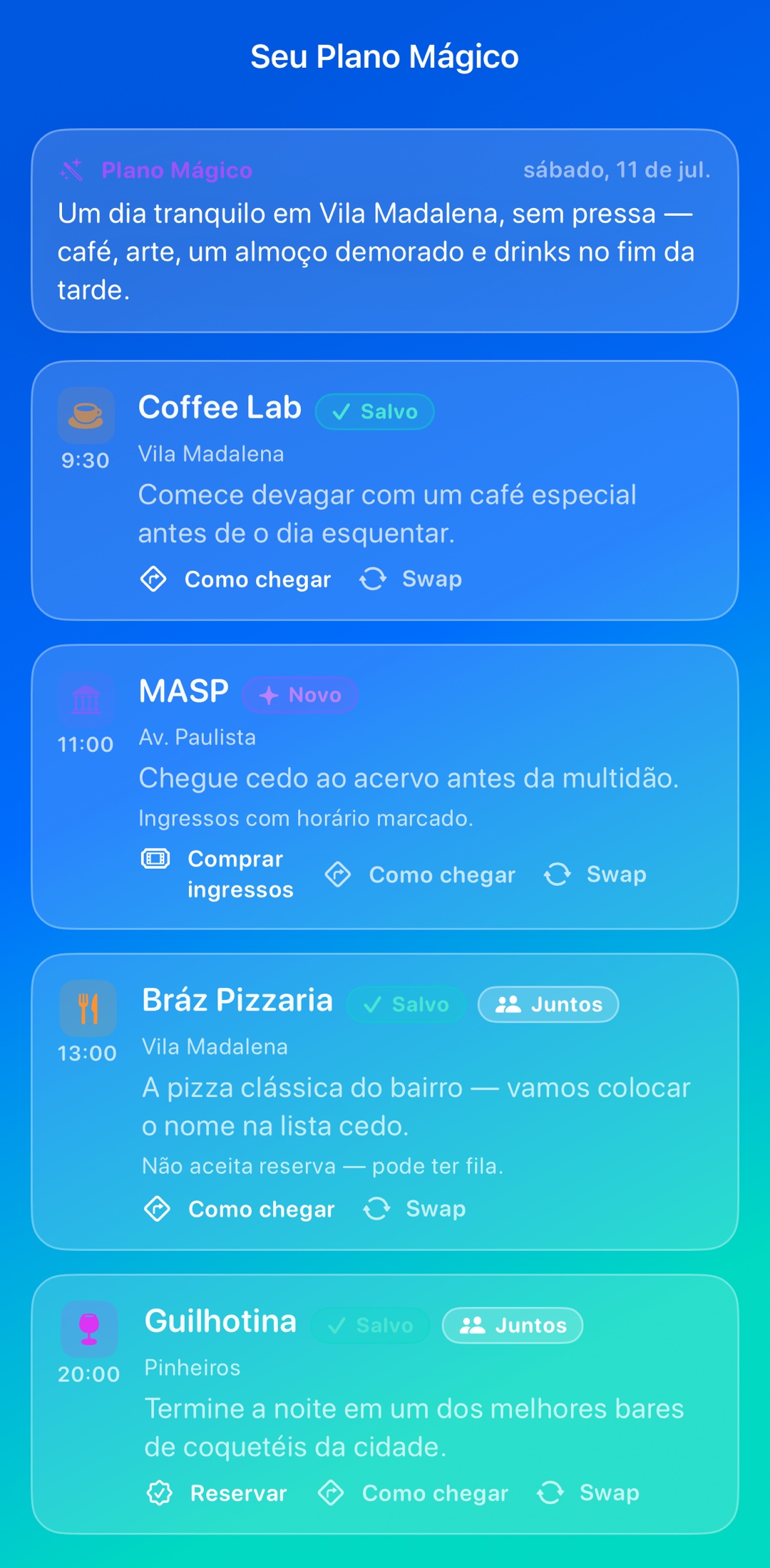Descreva o seu dia. Receba o roteiro.