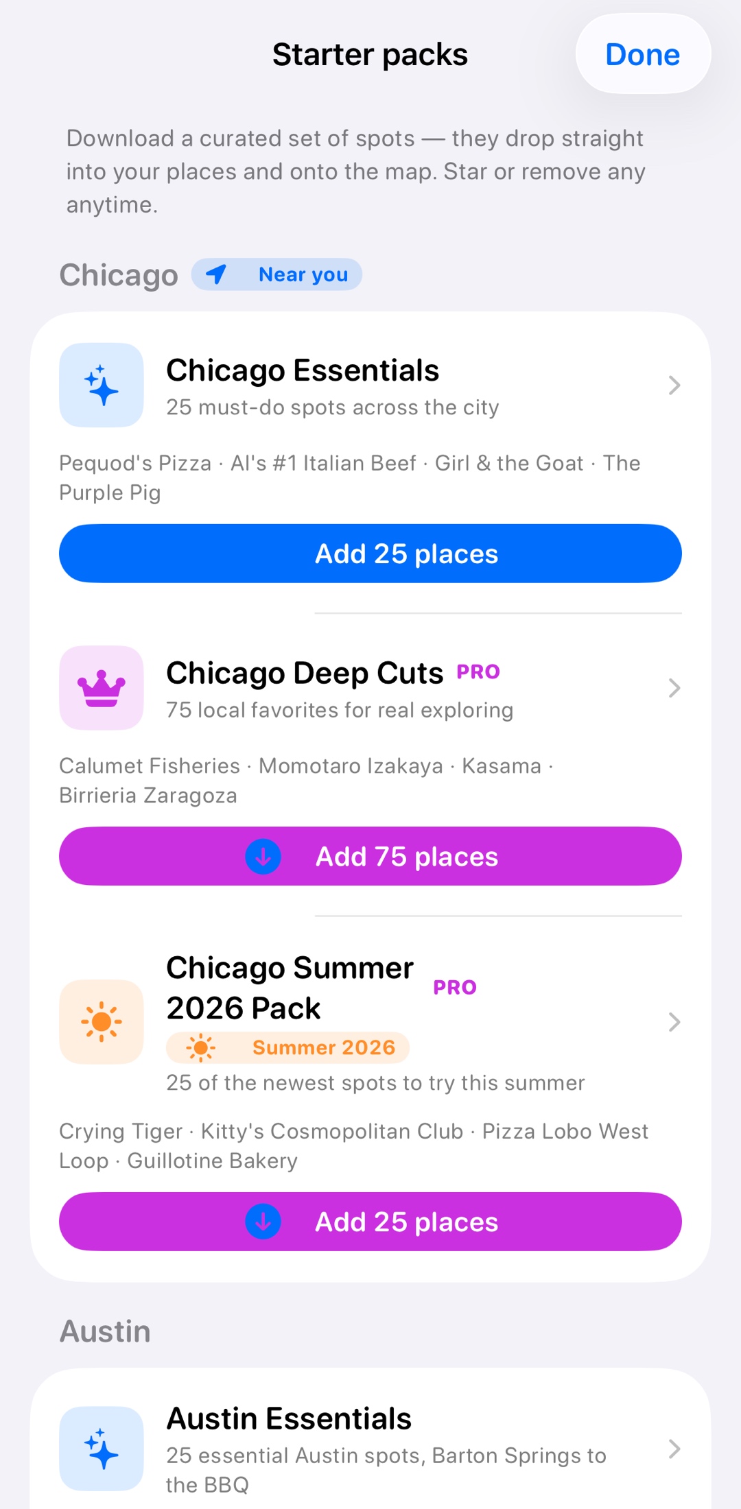 Start with a city's best, already loaded
