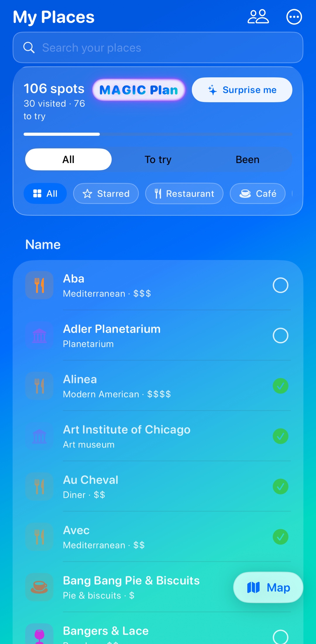 Every spot you've been — and want to go