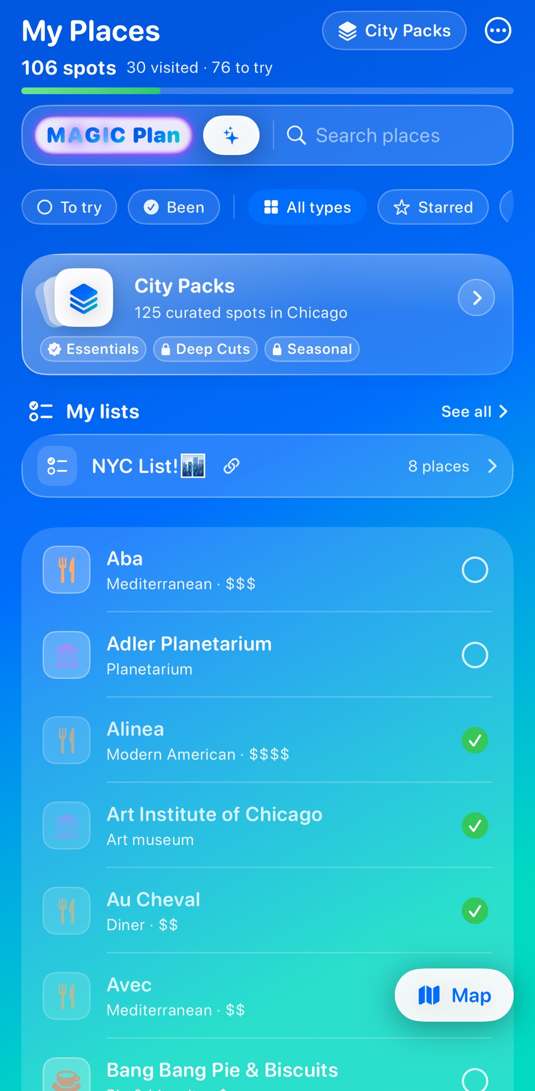 Every spot you've been — and want to go