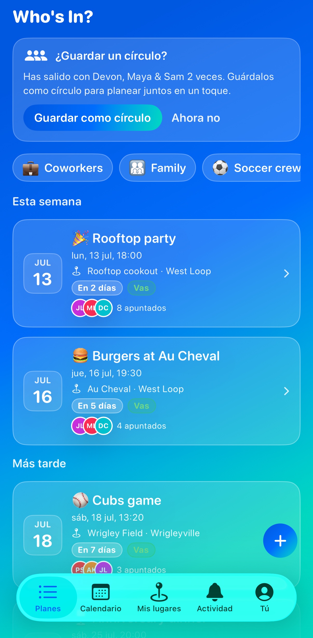 Whosly — Una app, todos tus planes